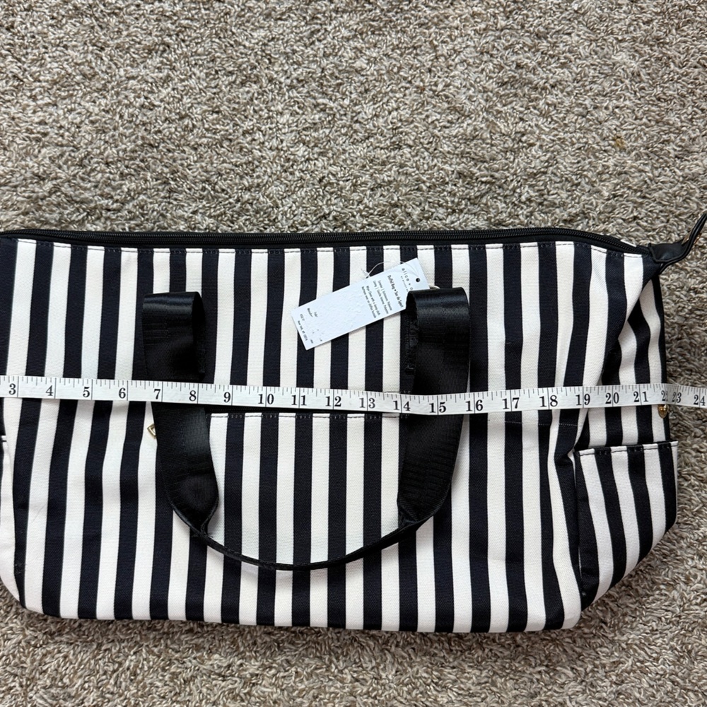 Alice + Olivia Black and White Vertical Stripe Tote - Picture 6 of 11